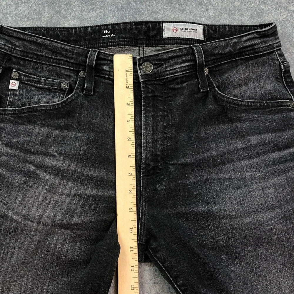 AG Tellis Mens Jeans 34x33 (fits 32x30) Black Slim Fit Dark Wash Stretch Denim
